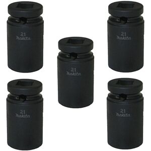5 x Makita 134833-2 1/2" 21mm Scaffolders Impact Socket 52mm Long Retaining Pin 5 x Makita 134833-2 1/2" 21mm Scaffolders Impact Socket 52mm Long Retaining Pin