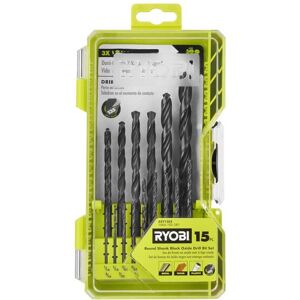 Ryobi 15 PC ROUND SHANK BLACK OXIDE DRILL BIT SET Ryobi 15 PC ROUND SHANK BLACK OXIDE DRILL BIT SET