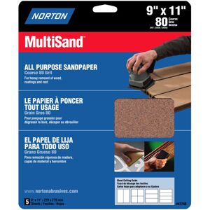 Symantec 9"""" x 11"""" Norton 47740 MultiSand All Purpose Sanding Sheet 80-Grit Handy-Pa Symantec 9"""" x 11"""" Norton 47740 MultiSand All Purpose Sanding Sheet 80-Grit Handy-Pa