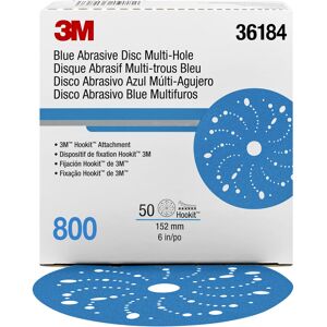 3M Hookit Blue Abrasive Discs 36184 Multi-Hole 6 in 800+ Grade Pack of 50 V 3M Hookit Blue Abrasive Discs 36184 Multi-Hole 6 in 800+ Grade Pack of 50 V