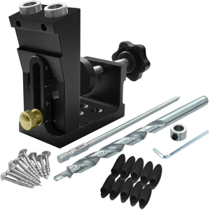 GreenZech (Black) Aluminum Alloy Pocket Hole Jig Kit with 15-Degree Locator, 9.5mm Drill B GreenZech (Black) Aluminum Alloy Pocket Hole Jig Kit with 15-Degree Locator, 9.5mm Drill B