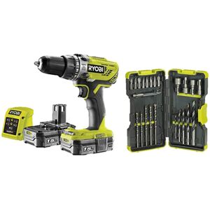Ryobi R18PD3-215GZ 18 V ONE+ Cordless Combi Drill Starter Kit (2 x 1.5 Ah) & RAK Ryobi R18PD3-215GZ 18 V ONE+ Cordless Combi Drill Starter Kit (2 x 1.5 Ah) & RAK