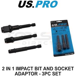 US PRO Tools 2 In 1 Impact Bit and Socket Adaptor - 3pc Set 7192 US PRO Tools 2 In 1 Impact Bit and Socket Adaptor - 3pc Set 7192