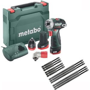 Metabo Right Angle Brushless Drill Driver x2 2ah Kit + Long Screwdriver Bit Set Metabo Right Angle Brushless Drill Driver x2 2ah Kit + Long Screwdriver Bit Set