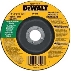 DeWalt DW4524 4-1/2"""" x 1/4"""" x 7/8"""" Concrete/Masonry Grinding Wheel DeWalt DW4524 4-1/2"""" x 1/4"""" x 7/8"""" Concrete/Masonry Grinding Wheel