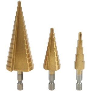 Unbranded 3Pcs Step Cone Drill Bit 6.35mm Hex Shank High Unbranded 3Pcs Step Cone Drill Bit 6.35mm Hex Shank High