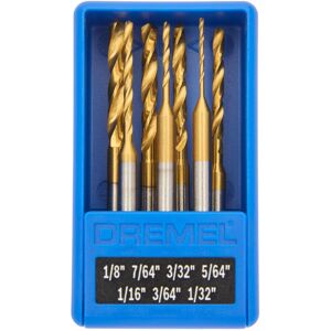 Dremel 628HP 7 Piece Titanium-Coated Rotary Drill Bit Set - Ideal for Wood and S Dremel 628HP 7 Piece Titanium-Coated Rotary Drill Bit Set - Ideal for Wood and S