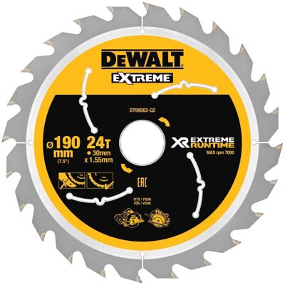 DeWALT DT99562-QZ Xtreme Runtime 190mm x 30mm 24T Sawblade DeWALT DT99562-QZ Xtreme Runtime 190mm x 30mm 24T Sawblade