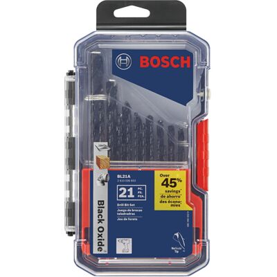 Bosch BL21A 21Piece Assorted Set Black Oxide Metal Drill Bits - Drill Bits Bosch BL21A 21Piece Assorted Set Black Oxide Metal Drill Bits - Drill Bits
