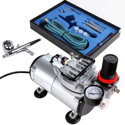 Timbertech Airbrush Kit with Air Compressor ABPST05 With Powerful Airflow and Hi Timbertech Airbrush Kit with Air Compressor ABPST05 With Powerful Airflow and Hi
