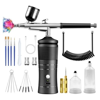 Saudism Airbrush Kit with Compressor, 48PSI High Pressure Air Brush 0.3/0.5mm Nozzle and Saudism Airbrush Kit with Compressor, 48PSI High Pressure Air Brush 0.3/0.5mm Nozzle and