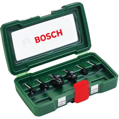 Bosch 6-Piece Tungsten Carbide Router Bit Set (for Wood, Shank Ø 6 mm, Accessory Bosch 6-Piece Tungsten Carbide Router Bit Set (for Wood, Shank Ø 6 mm, Accessory