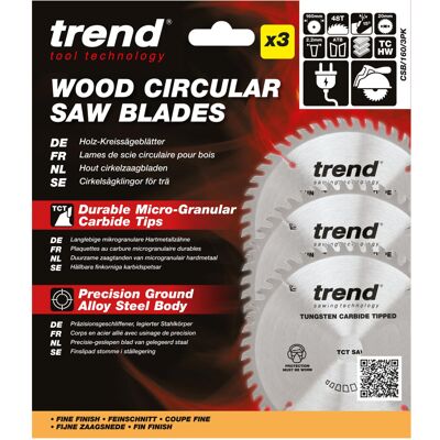 Trend Wood Circular Saw Blades 160mm Diameter 20mm Bore 48 Teeth 22mm Trend Wood Circular Saw Blades 160mm Diameter 20mm Bore 48 Teeth 22mm