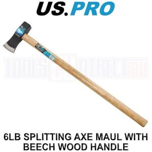 US PRO Tools 6LB / 3.7KGS Splitting Axe Maul With Beech Wood Handle Log Splittin US PRO Tools 6LB / 3.7KGS Splitting Axe Maul With Beech Wood Handle Log Splittin