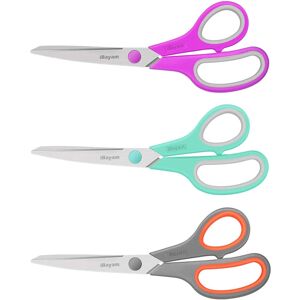 iBayam 8" Multipurpose Scissors 3 Pack with Ultra Sharp Blades, Comfort-Grip Handles, S iBayam 8" Multipurpose Scissors 3 Pack with Ultra Sharp Blades, Comfort-Grip Handles, S