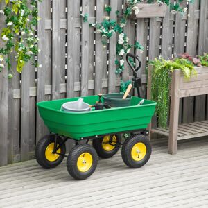 Outsunny 125L Garden Cart Trolley Dump Wheelbarrow Trailer Truck 4 Wheels Green Outsunny 125L Garden Cart Trolley Dump Wheelbarrow Trailer Truck 4 Wheels Green
