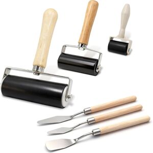 Unbranded 6 Pack Rubber Brayer Roller Kit,3 Sizes Rubber Rollers with 3 Scrapers for Print Unbranded 6 Pack Rubber Brayer Roller Kit,3 Sizes Rubber Rollers with 3 Scrapers for Print