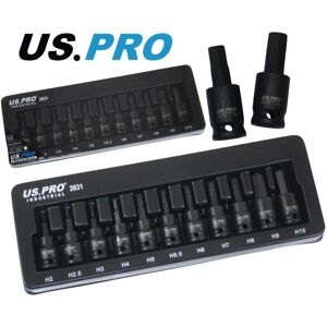 US PRO INDUSTRIAL 11PC 3/8” DR Impact Hex Bits Sockets H2 to H10 S2 Steel 3931 US PRO INDUSTRIAL 11PC 3/8” DR Impact Hex Bits Sockets H2 to H10 S2 Steel 3931