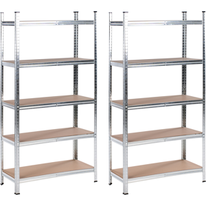 Beliani Set of 2 Garage Shelves XITTA Metal 90 cm 40 cm Silver Beliani Set of 2 Garage Shelves XITTA Metal 90 cm 40 cm Silver