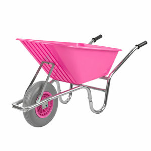 KCT 110L Garden Wheelbarrow Pink Heavy Duty Metal Gardening Wheel Barrow Non Sli KCT 110L Garden Wheelbarrow Pink Heavy Duty Metal Gardening Wheel Barrow Non Sli