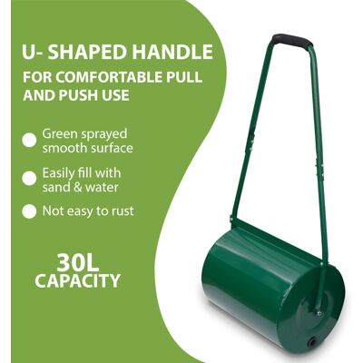 DENNY INT LTD 30L Lawn Roller Manual Metal Grass Roller Water Sand Filled Gardening DENNY INT LTD 30L Lawn Roller Manual Metal Grass Roller Water Sand Filled Gardening