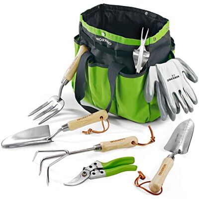 WORKPRO 8 Piece Garden Tools Set, Stainless Steel Hand Tools with Wooden Handle, WORKPRO 8 Piece Garden Tools Set, Stainless Steel Hand Tools with Wooden Handle,