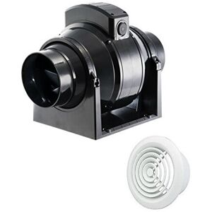Manrose MF100T in-Line Extractor Fan with Timer 100mm/4" + White Intake Grille Manrose MF100T in-Line Extractor Fan with Timer 100mm/4" + White Intake Grille