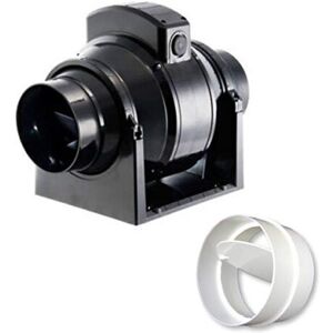 Manrose MF100T in-Line Extractor Fan with Timer 100mm/4" + in-Line Back Draught Manrose MF100T in-Line Extractor Fan with Timer 100mm/4" + in-Line Back Draught
