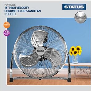 Status Floor Fan 16 Inch Portable Fan 3 Speed Adjustable Angle Fan Chrome Status Floor Fan 16 Inch Portable Fan 3 Speed Adjustable Angle Fan Chrome