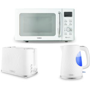 Tower Sonar White Kettle 2 Slice Toaster & Digital Microwave Set Tower Sonar White Kettle 2 Slice Toaster & Digital Microwave Set