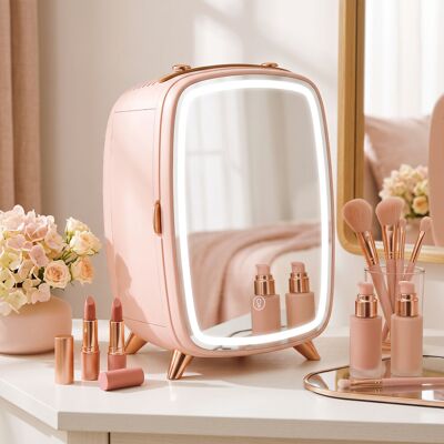 HOMCOM Skincare Refrigerator with LED Mirror, Cooling Function, Pink HOMCOM Skincare Refrigerator with LED Mirror, Cooling Function, Pink