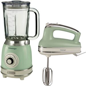 Ariete Retro Style Hand Whisk & Jug Blender Set, Vintage Design, Green Ariete Retro Style Hand Whisk & Jug Blender Set, Vintage Design, Green