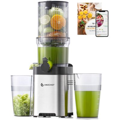 AMZCHEF Cold Press Juicer Machines, Slow Juicers with 126 MM Large Feed Chute fo AMZCHEF Cold Press Juicer Machines, Slow Juicers with 126 MM Large Feed Chute fo