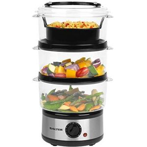 Salter 3-Tier Food Steamer - 7.5L Stainless Steel Multi-Cooker, Meat, Dumpling & Salter 3-Tier Food Steamer - 7.5L Stainless Steel Multi-Cooker, Meat, Dumpling &
