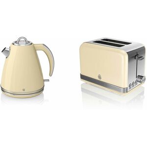 SWAN RETRO CREAM 1.5 Litre Jug Kettle & CREAM 2 Slice Toaster Set SWAN RETRO CREAM 1.5 Litre Jug Kettle & CREAM 2 Slice Toaster Set