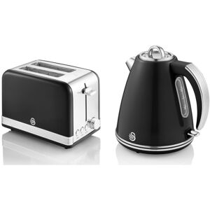 Swan Kitchen Appliance Retro Set BLACK 1.5L JUG Kettle & 2 slice Toaster Swan Kitchen Appliance Retro Set BLACK 1.5L JUG Kettle & 2 slice Toaster