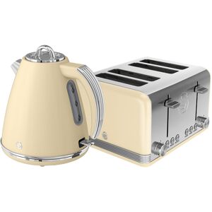 Swan STP7041CN Retro 1.5L Jug Kettle & 4-Slice Toaster, Cream Stainless Steel, 3 Swan STP7041CN Retro 1.5L Jug Kettle & 4-Slice Toaster, Cream Stainless Steel, 3