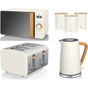 Swan Nordic White Jug Kettle, 4 Slice Toaster, Microwave & Canisters. Swan Nordic White Jug Kettle, 4 Slice Toaster, Microwave & Canisters.