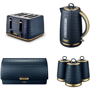 Tower Empire Midnight Blue Kitchen Set: 1.7L Kettle, 4-Slice Toaster, 3 Canister Tower Empire Midnight Blue Kitchen Set: 1.7L Kettle, 4-Slice Toaster, 3 Canister