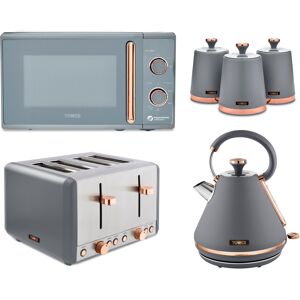 Tower Cavaletto Grey Pyramid Kettle 4 Slice Toaster Microwave & Canisters Tower Cavaletto Grey Pyramid Kettle 4 Slice Toaster Microwave & Canisters
