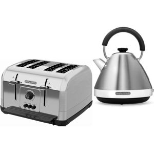 Morphy Richards Venture Brushed Steel Kettle & 4 Slice Toaster Set Morphy Richards Venture Brushed Steel Kettle & 4 Slice Toaster Set