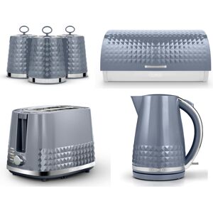 Tower Solitaire Grey Kettle 2 Slice Toaster Bread Bin & Canisters Set Tower Solitaire Grey Kettle 2 Slice Toaster Bread Bin & Canisters Set