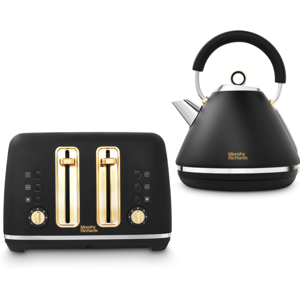 Morphy Richards Accents Black & Gold Pyramid Kettle & 4 Slice Toaster Morphy Richards Accents Black & Gold Pyramid Kettle & 4 Slice Toaster