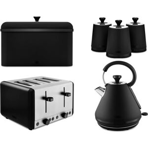 Tower Sera Black Kettle 4 Slice Toaster Breadbin Canisters Set Tower Sera Black Kettle 4 Slice Toaster Breadbin Canisters Set