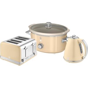 SWAN Retro Cream Kettle 4 Slice Toaster & 3.5L Slow Cooker Set SWAN Retro Cream Kettle 4 Slice Toaster & 3.5L Slow Cooker Set