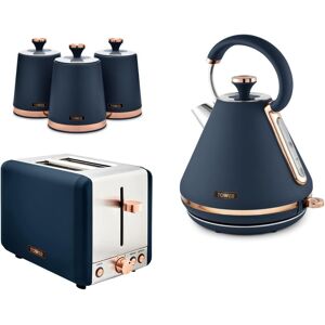 Tower Cavaletto Midnight Blue Kettle 2 Slice Toaster Canisters Set Tower Cavaletto Midnight Blue Kettle 2 Slice Toaster Canisters Set