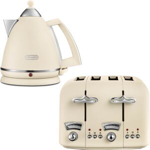 DeLonghi Argento 1.7L Kettle & 4 Slice Toaster Set, Beige DeLonghi Argento 1.7L Kettle & 4 Slice Toaster Set, Beige