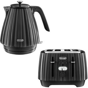 DeLonghi Ballerina 1.7L Kettle & 4 Slice Toaster Set, Black DeLonghi Ballerina 1.7L Kettle & 4 Slice Toaster Set, Black