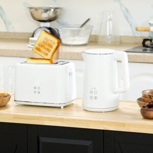 HOMCOM 1.5L 3000W Fast Boil Electric Kettle and 2 Slice Toaster Set, White HOMCOM 1.5L 3000W Fast Boil Electric Kettle and 2 Slice Toaster Set, White