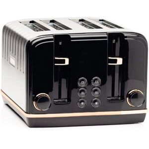 Haden Salcombe Black 4 Slice Toaster - Dual Browning Control, Retro Design, Wide Haden Salcombe Black 4 Slice Toaster - Dual Browning Control, Retro Design, Wide